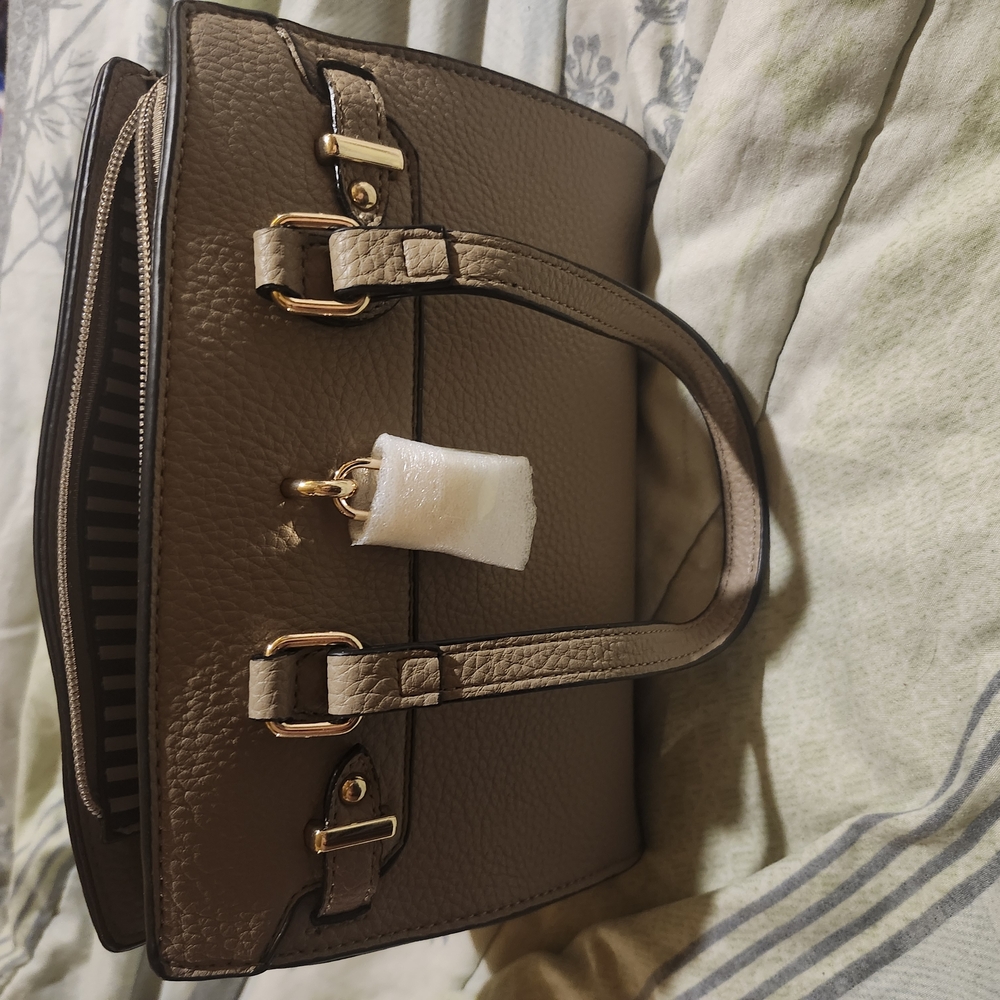Elegant Taupe Handbag Mini With Wallet